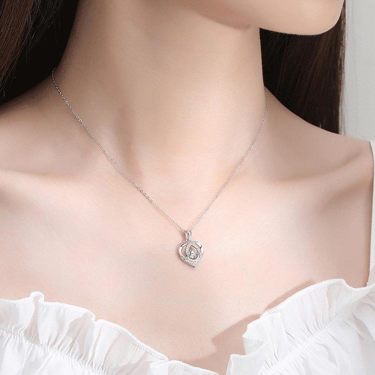 💗Beating Heart Sparkling Women's Silver Necklace
