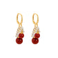 Super Sparkle Zirconia Red Pearl Earrings