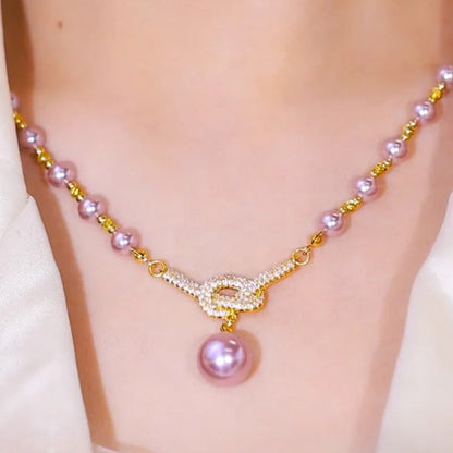 💜 Pearl Concentric Knot Necklace