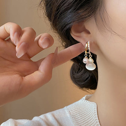 Pearl Cat's Eye Stone Earrings