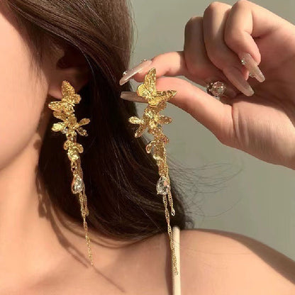 Women's Shiny Butterfly Tassel Earrings