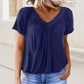 ✨Women's Casual Pleated V-Neck Short-Sleeve Top