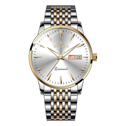 Men's Steel Double Calendar Luminous Watch