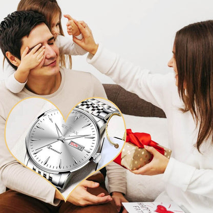 Men's Steel Double Calendar Luminous Watch