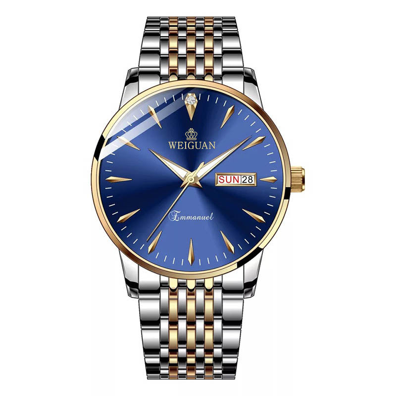 Men's Steel Double Calendar Luminous Watch