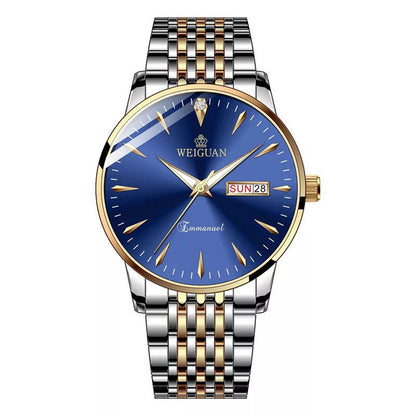 Men's Steel Double Calendar Luminous Watch
