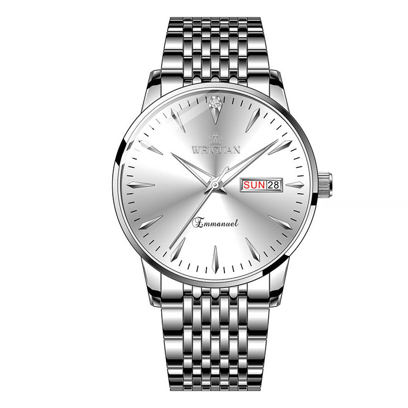 Men's Steel Double Calendar Luminous Watch