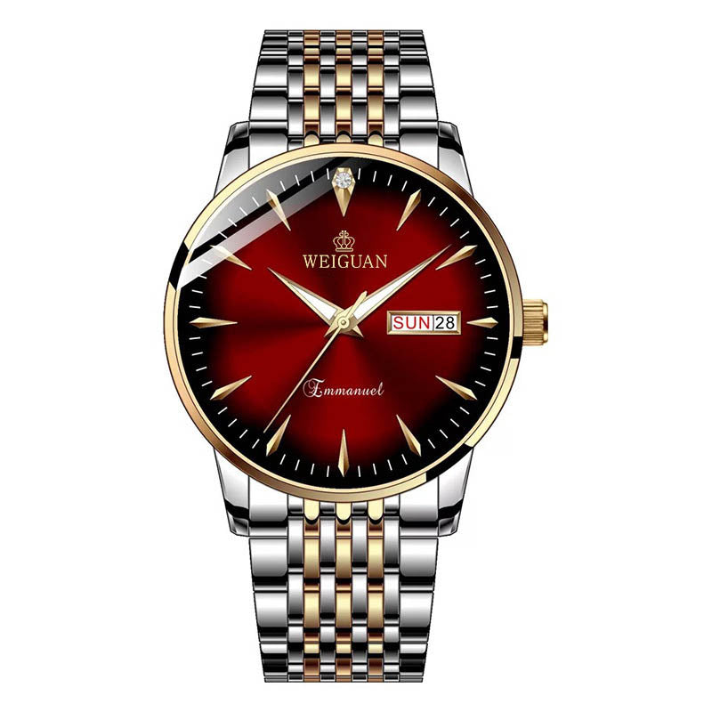 Men's Steel Double Calendar Luminous Watch