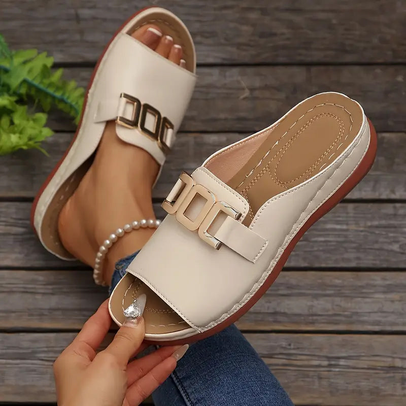 🏖️Artificial Leather Open Toe Slippers