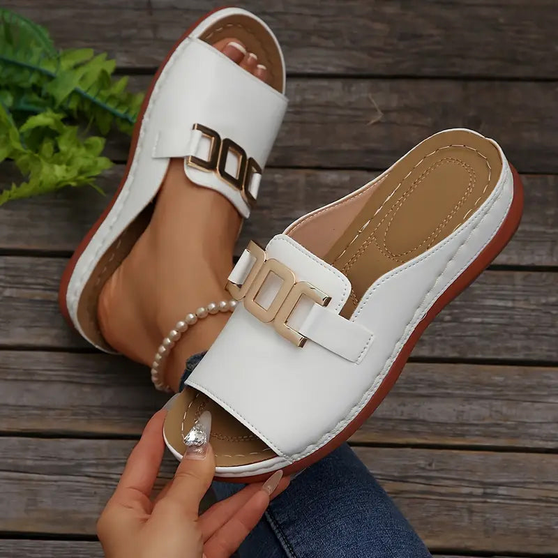 🏖️Artificial Leather Open Toe Slippers