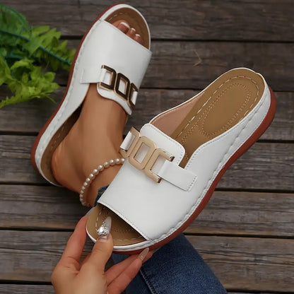 🏖️Artificial Leather Open Toe Slippers