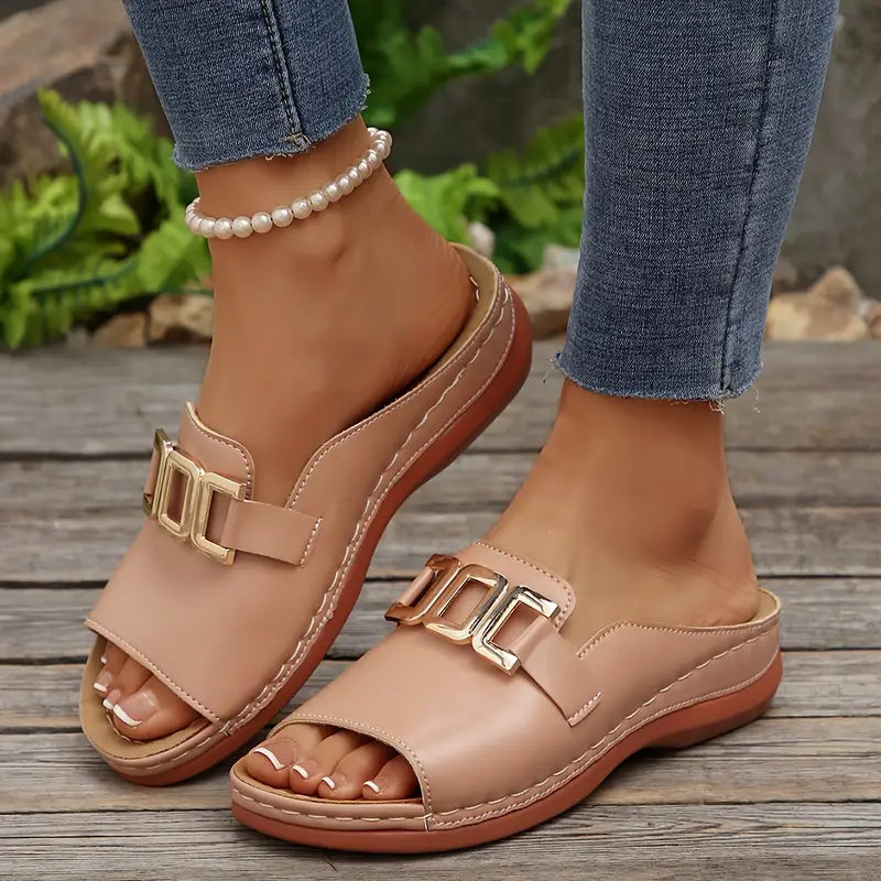 🏖️Artificial Leather Open Toe Slippers