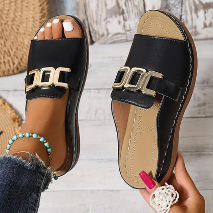 🏖️Artificial Leather Open Toe Slippers