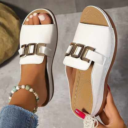 🏖️Artificial Leather Open Toe Slippers