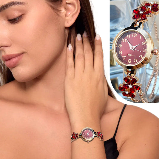 Rhinestone Decorated Minimalist Bracelet Watch