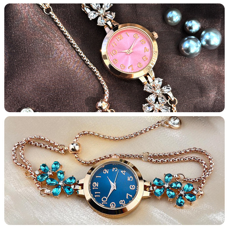 Rhinestone Decorated Minimalist Bracelet Watch
