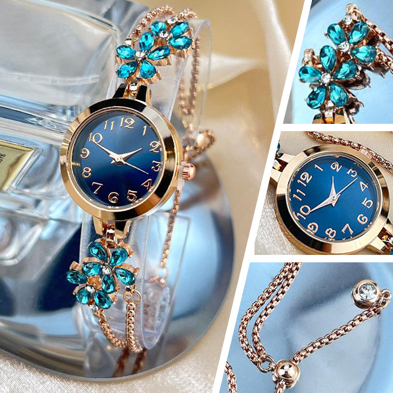 Rhinestone Decorated Minimalist Bracelet Watch