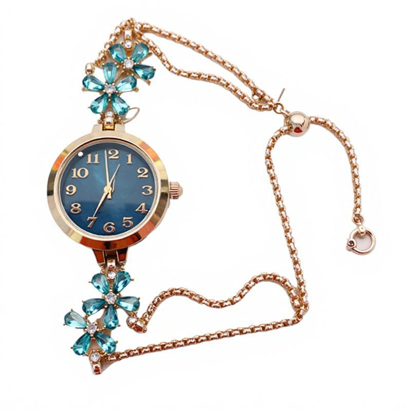 Rhinestone Decorated Minimalist Bracelet Watch
