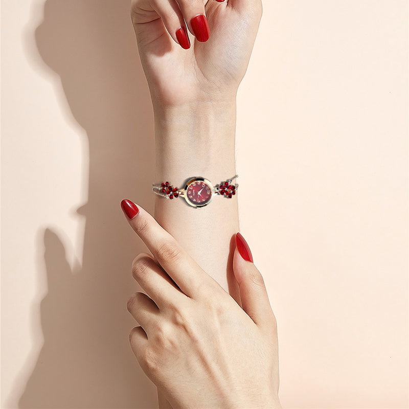 Rhinestone Decorated Minimalist Bracelet Watch