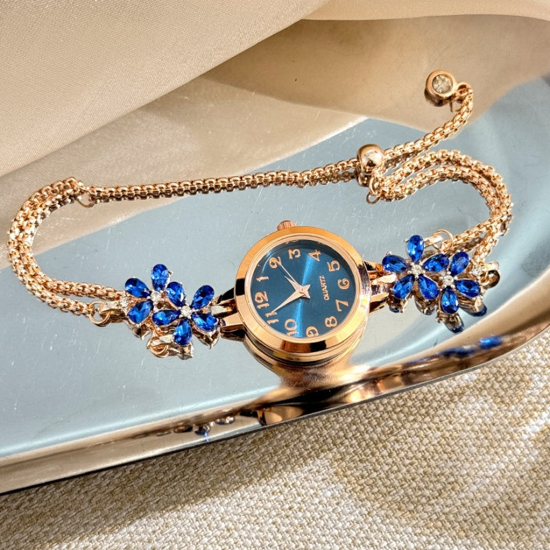 Rhinestone Decorated Minimalist Bracelet Watch