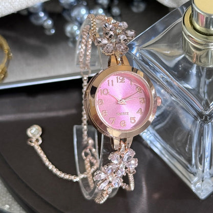 Rhinestone Decorated Minimalist Bracelet Watch