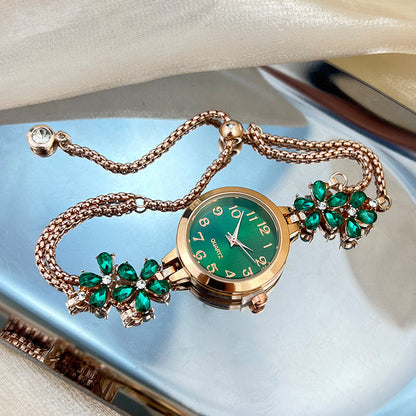 Rhinestone Decorated Minimalist Bracelet Watch