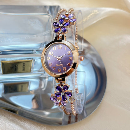 Rhinestone Decorated Minimalist Bracelet Watch