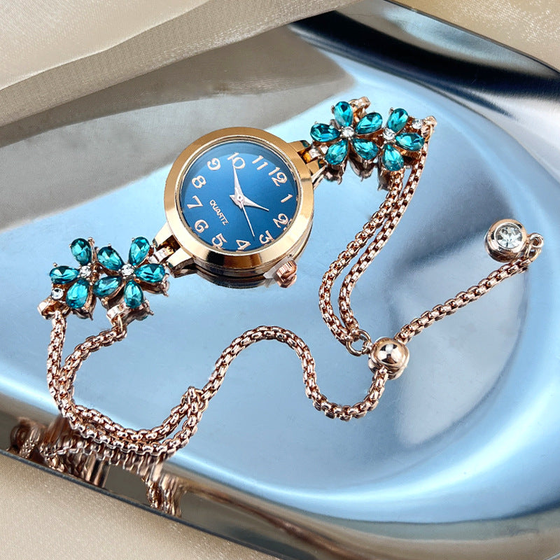 Rhinestone Decorated Minimalist Bracelet Watch