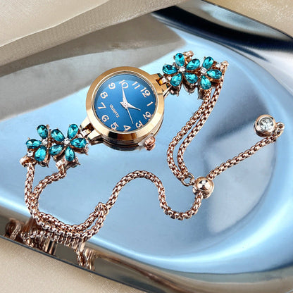 Rhinestone Decorated Minimalist Bracelet Watch