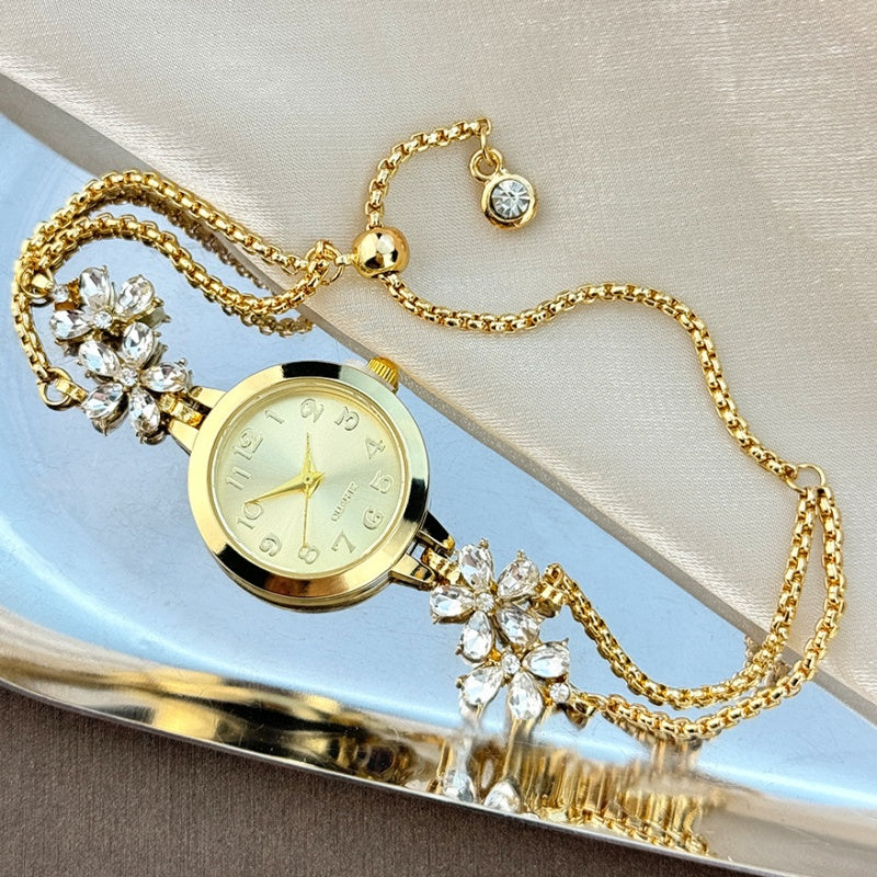 Rhinestone Decorated Minimalist Bracelet Watch