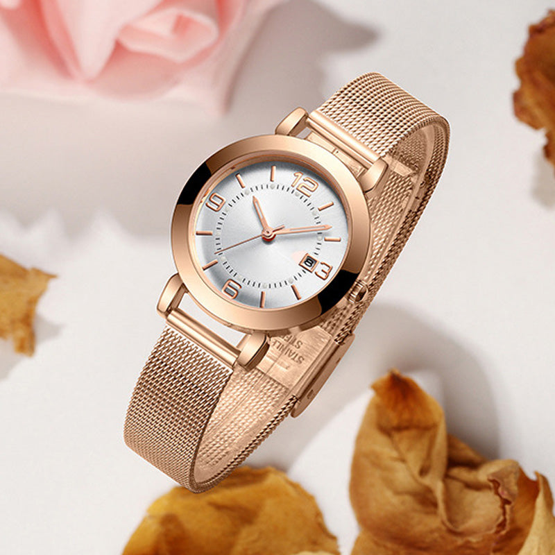 Women's Fashion Mesh Strap Luminous Waterproof Watch