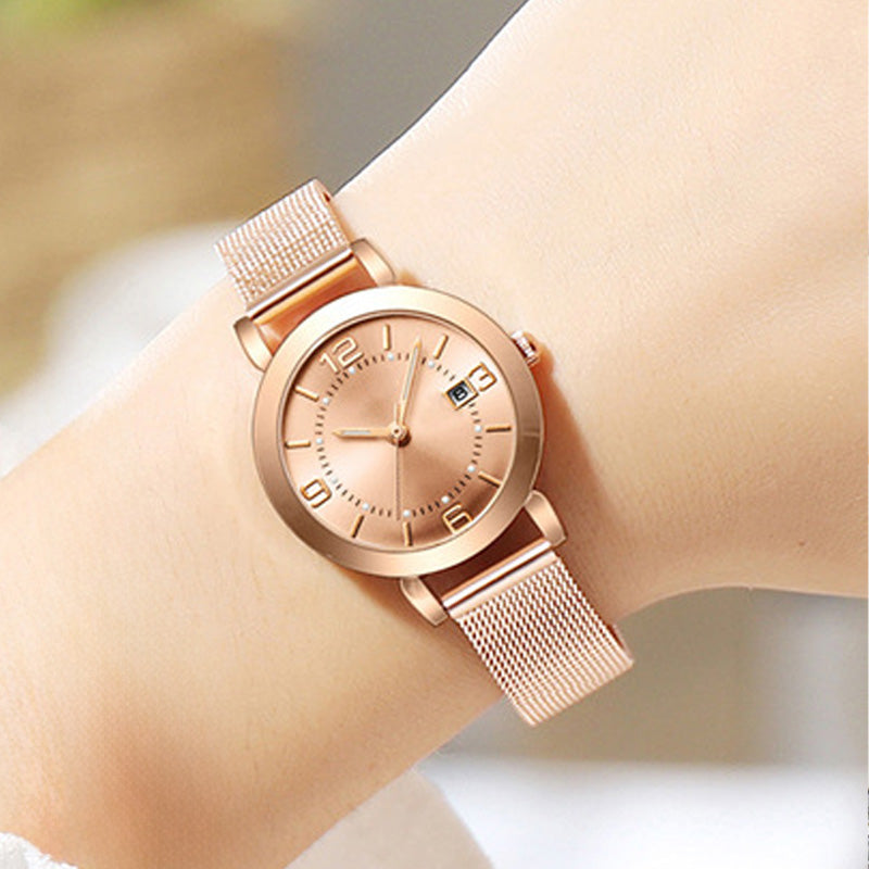 Women's Fashion Mesh Strap Luminous Waterproof Watch