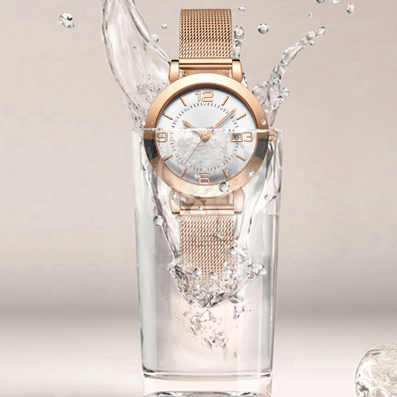 Women's Fashion Mesh Strap Luminous Waterproof Watch