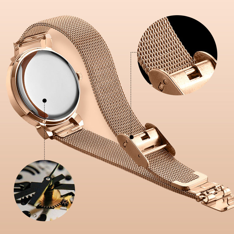 Women's Fashion Mesh Strap Luminous Waterproof Watch