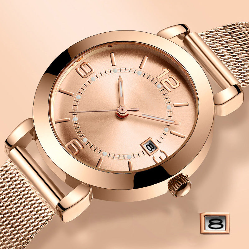 Women's Fashion Mesh Strap Luminous Waterproof Watch
