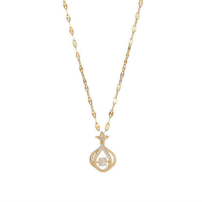 Rhinestone Pendant with Gold-Tone Copper & Titanium Steel Chain
