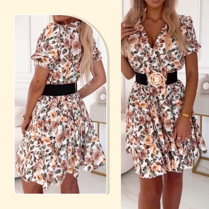 ✨Women's V-neck floral print mini dress