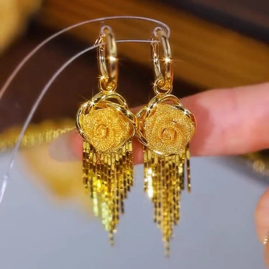 Golden Years-Women's Versatile Gold Rose Earrings