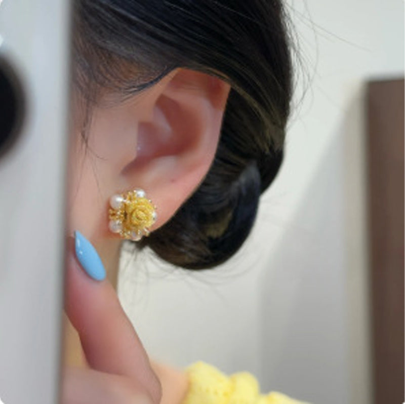 Golden Years-Women's Versatile Gold Rose Earrings