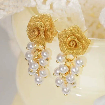 Golden Years-Women's Versatile Gold Rose Earrings