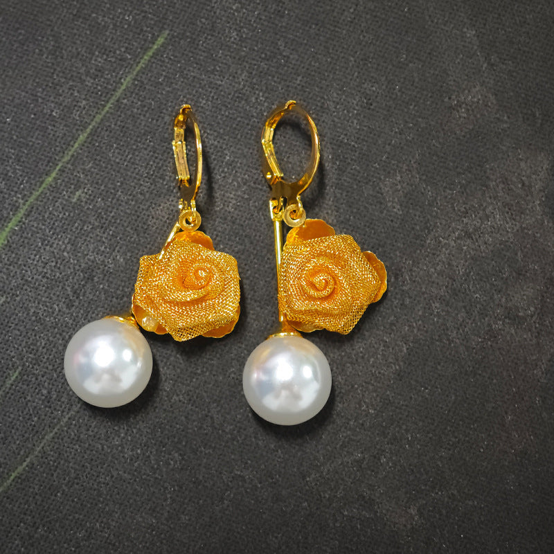 Golden Years-Women's Versatile Gold Rose Earrings