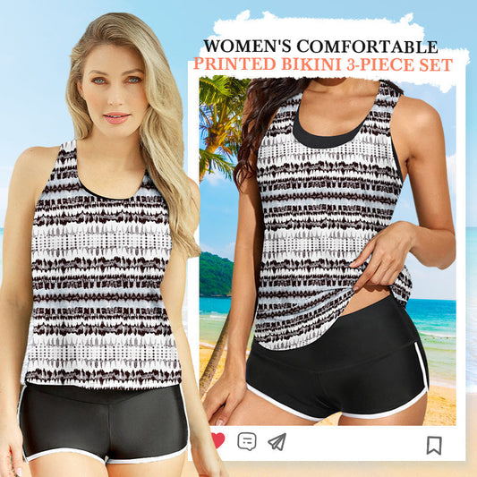 Women's Comfortable Printed Bikini 3-Piece Set