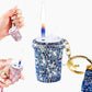 Sparkling Rhinestones Milk Tea Lighter Keychain