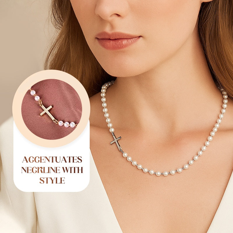 💜Women’s Elegant Cross Synthetic Pearl Necklace