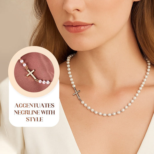 💜Women’s Elegant Cross Synthetic Pearl Necklace