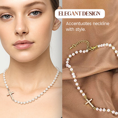 💜Women’s Elegant Cross Synthetic Pearl Necklace