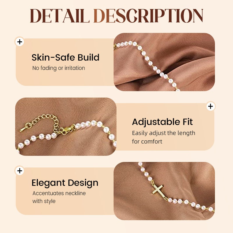 💜Women’s Elegant Cross Synthetic Pearl Necklace