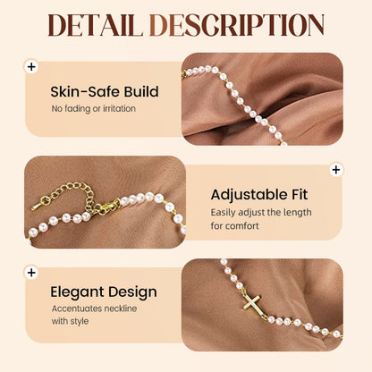 💜Women’s Elegant Cross Synthetic Pearl Necklace