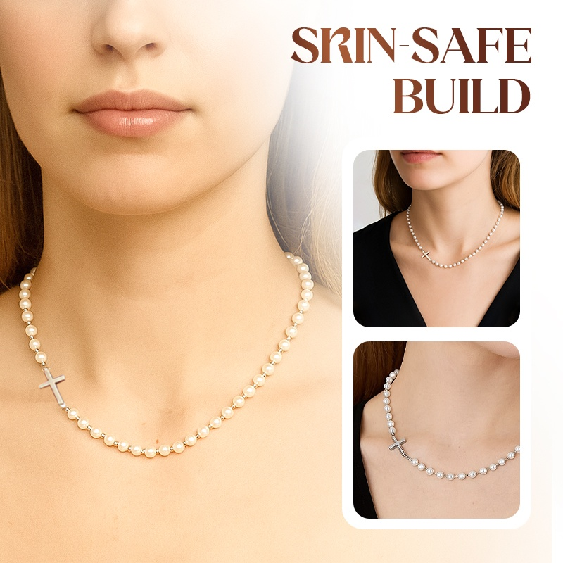 💜Women’s Elegant Cross Synthetic Pearl Necklace