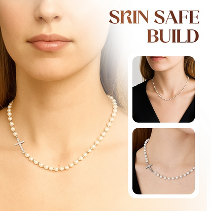 💜Women’s Elegant Cross Synthetic Pearl Necklace